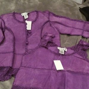 Purple suede twinset jacket and tank NWT